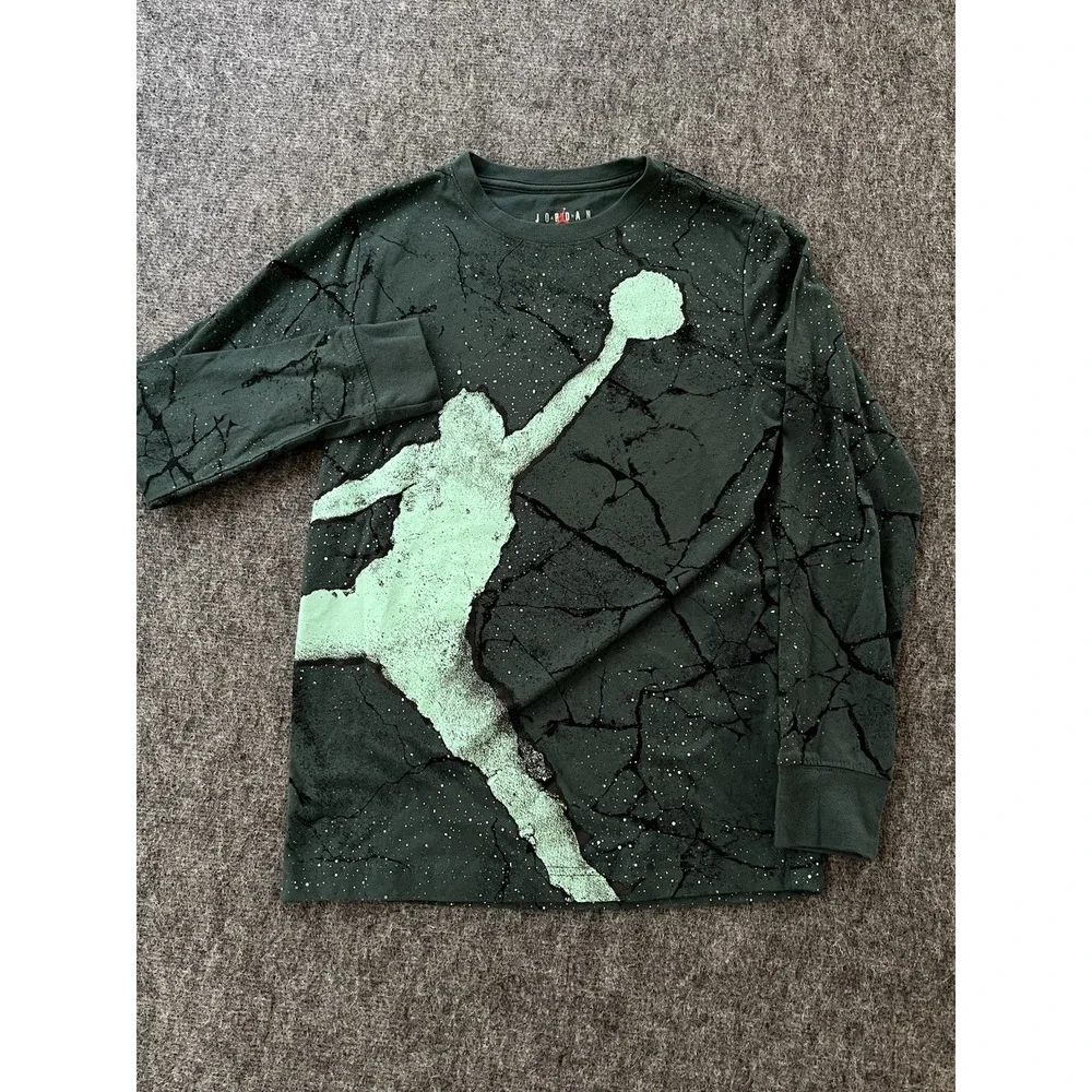 Nike Air Jordan Youth large Jumpman Cement CrewMen Green‎ Cotton Poly